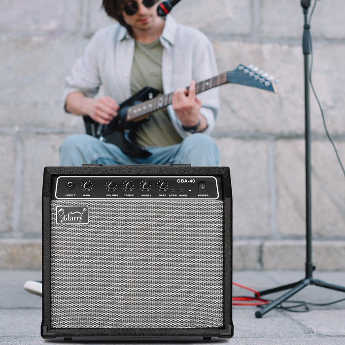 Glarry 40W Watt Amplifier Portable Bass Amp for Electric Bass Guitar Black