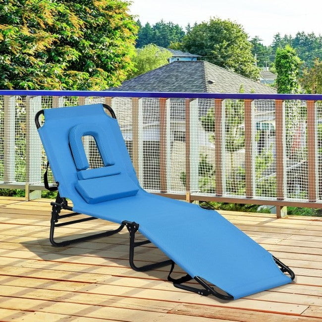 Luxury Outdoor Folding Chaise Beach Pool Patio Lounge Chair Bed