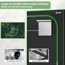 36"x20"x63" Mylar Hydroponic Grow Tent w/Observation Window & Floor Tray Black