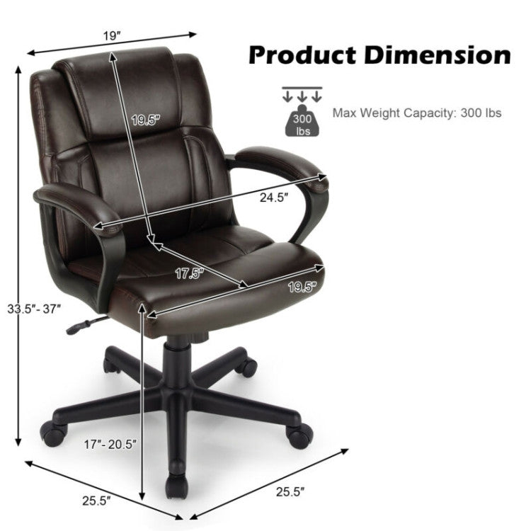 Premium Executive Leather Office Chair Adjustable Computer Desk Chair w/ Armrest