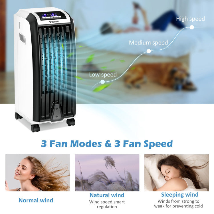 Portable Home And Office Evaporative Air Cooler With 3 Wind Modes And Timer