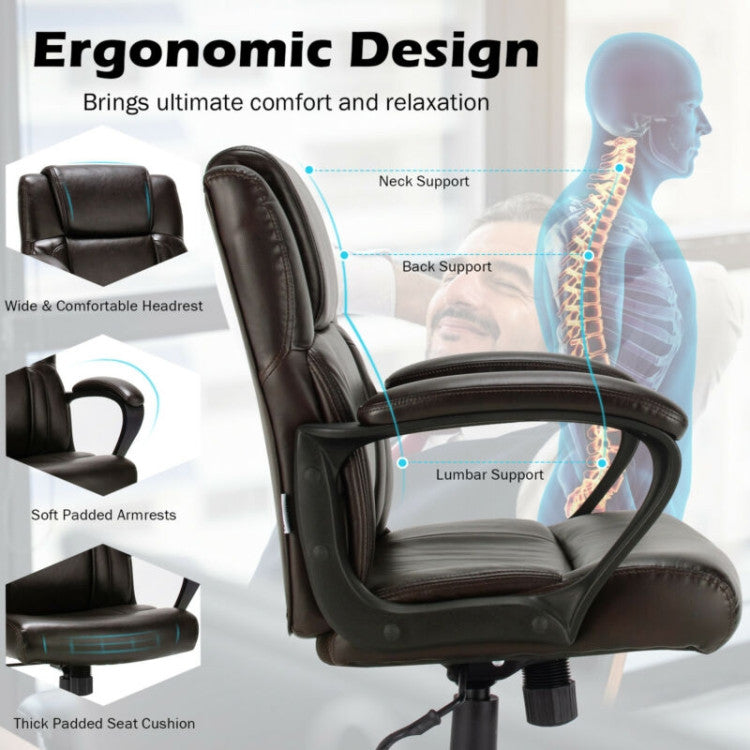 Premium Executive Leather Office Chair Adjustable Computer Desk Chair w/ Armrest