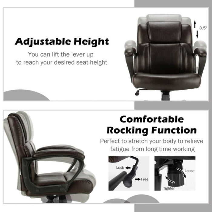 Premium Executive Leather Office Chair Adjustable Computer Desk Chair w/ Armrest