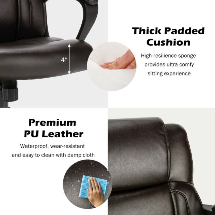 Premium Executive Leather Office Chair Adjustable Computer Desk Chair w/ Armrest