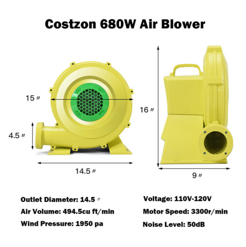 735 W 1.0 HP Air Blower Pump Fan for Inflatable Bounce House