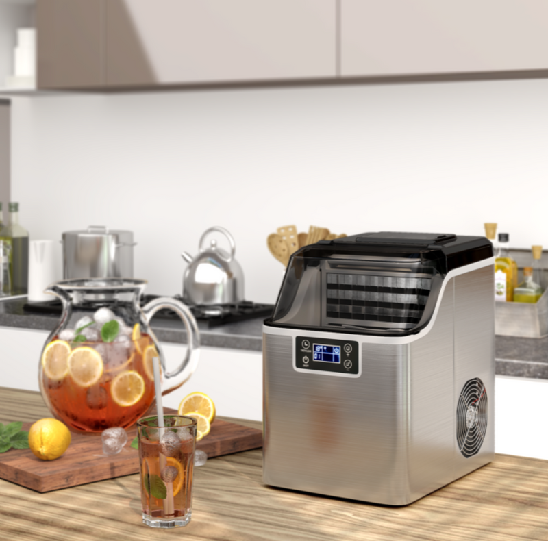 Electric Countertop Ice Maker with Ice Scoop and Basket