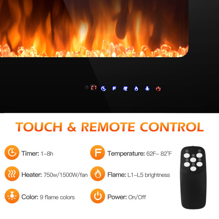 Premium 36 Inch Infrared Electric Fireplace Insert with Remote Control