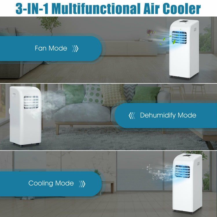 Premium 8000 BTU ASHRAE Portable Air Conditioner With Dehumidifier Function and Remote Control