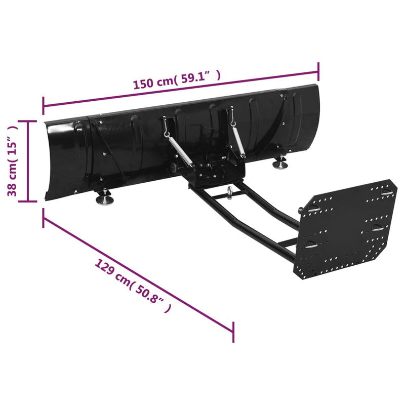 Premium Snow Plough for ATV 59.1"x15" Black Five adjusted angles