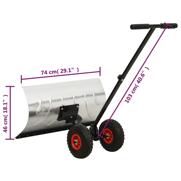 Manual Push Snow Shovel with Wheels