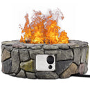 40,000 BTU Stone Gas Fire Stove Pit for Outdoor Patio Garden Backyard