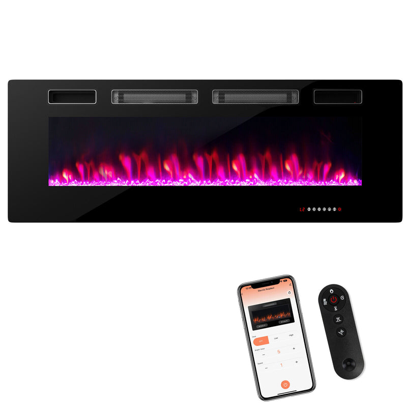 Premium 50 Inches Ultra-Thin Electric Fireplace Wall-Mounted & Recessed Fireplace Heater