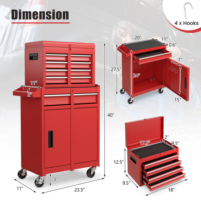 Premium 2 in 1 Tool Chest & Cabinet with 5 Sliding Drawers