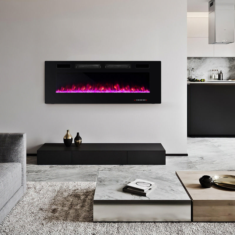 Premium 50 Inches Ultra-Thin Electric Fireplace Wall-Mounted & Recessed Fireplace Heater