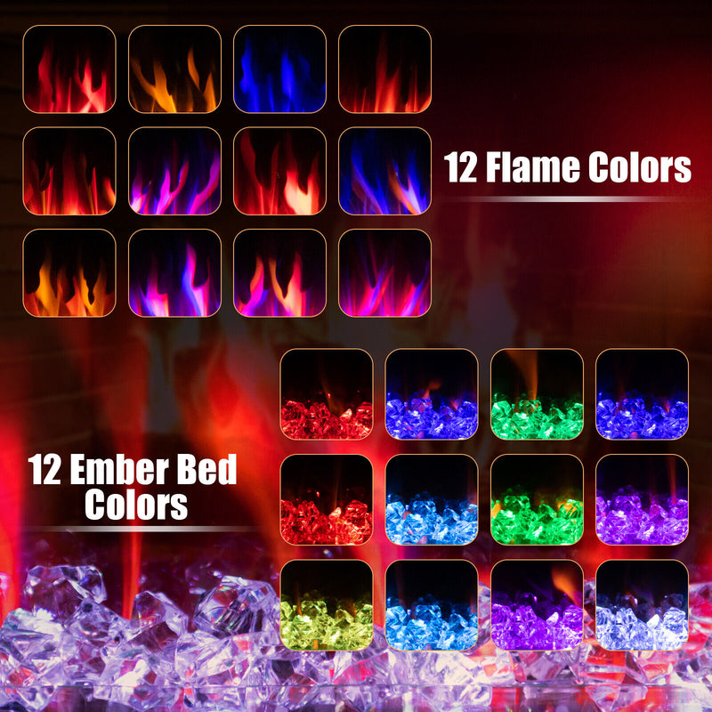 Premium 50 Inches Ultra-Thin Electric Fireplace Wall-Mounted & Recessed Fireplace Heater