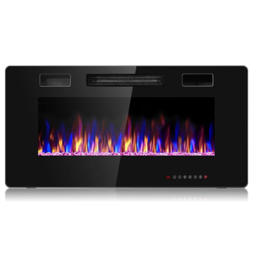Premium 50 Inches Ultra-Thin Electric Fireplace Wall-Mounted & Recessed Fireplace Heater