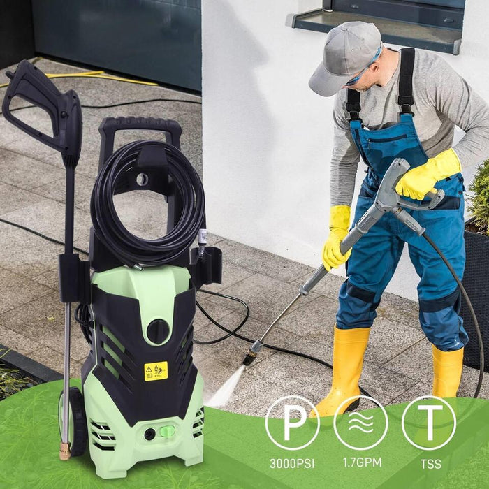 3000 PSI Max 1.7 GPM Electric Powerful Pressure Washer Power Cleaner w/4 Nozzles