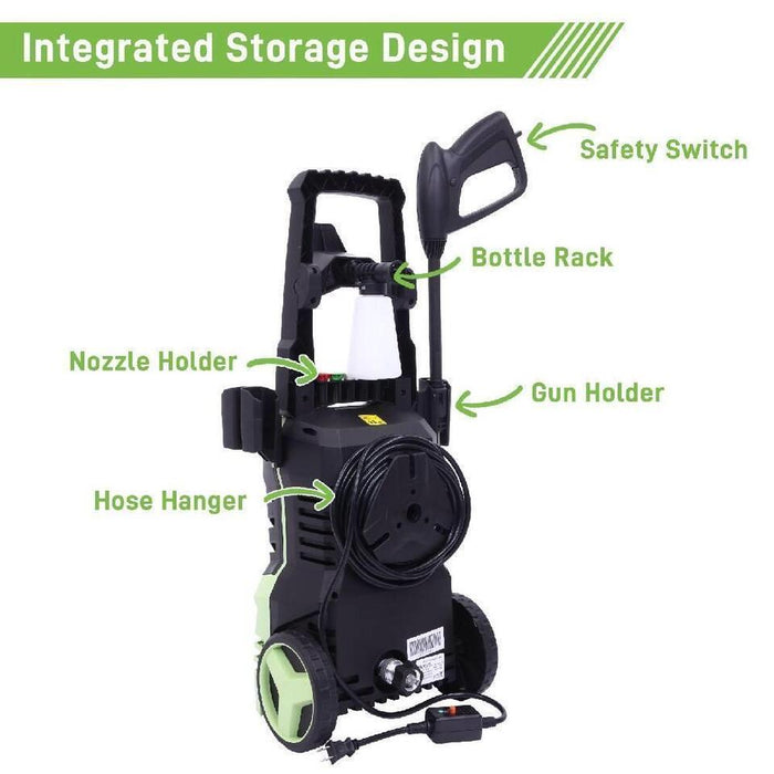 3000 PSI Max 1.7 GPM Electric Powerful Pressure Washer Power Cleaner w/4 Nozzles