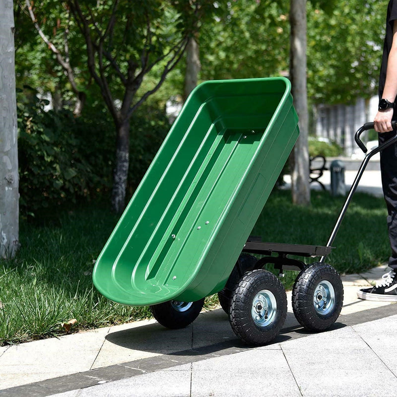 Heavy Duty 4 Wheel Garden Plastic Wheelbarrow