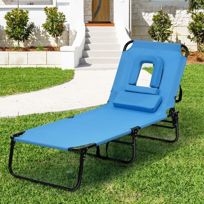 Luxury Outdoor Folding Chaise Beach Pool Patio Lounge Chair Bed