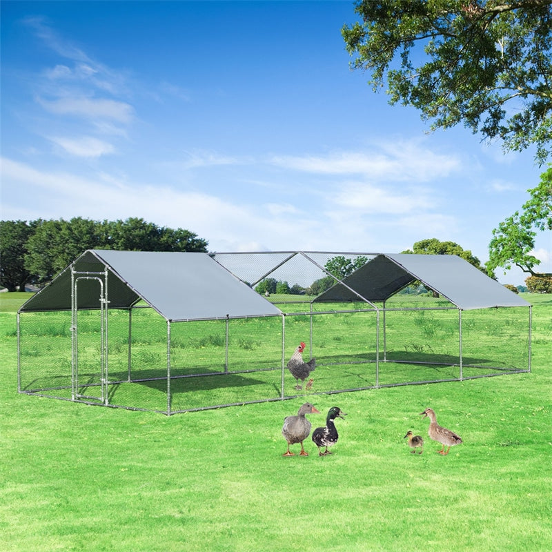 Large Metal Chicken Coop Run Walk-in Poultry Cages