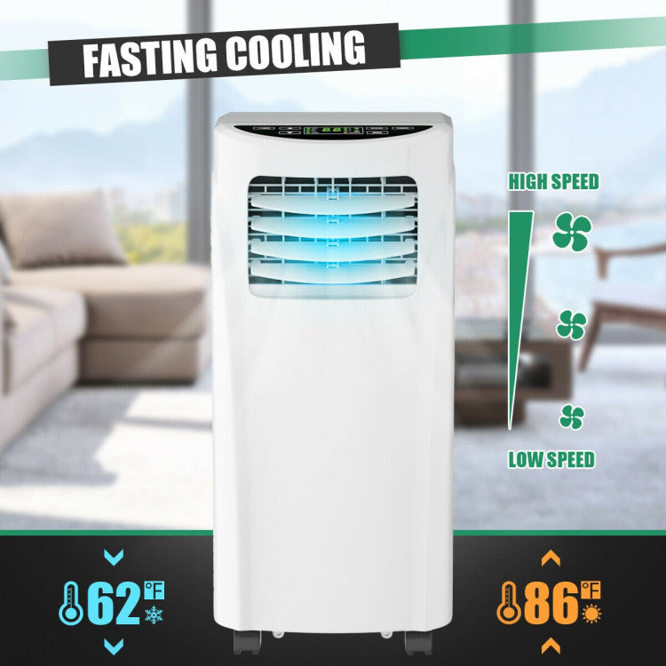 Premiun 8000 BTU Portable Air Conditioner - Features Sleep Mode and Dehumidifier Function for Ultimate Cooling.