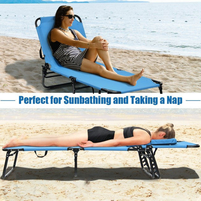 Luxury Outdoor Folding Chaise Beach Pool Patio Lounge Chair Bed