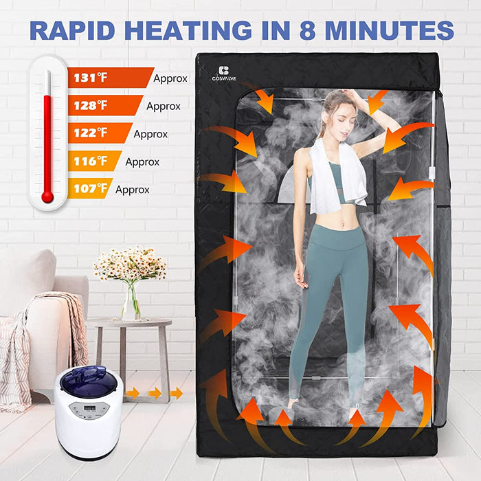 2.6L 1000W Portable Full Size Personal Steam Sauna Heated Home Spa Detox Therapy