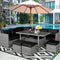 Patio Furniture Sets 7-Pieces Outdoor Sectional Sofa Rattan Wicker Sofa W/ Table