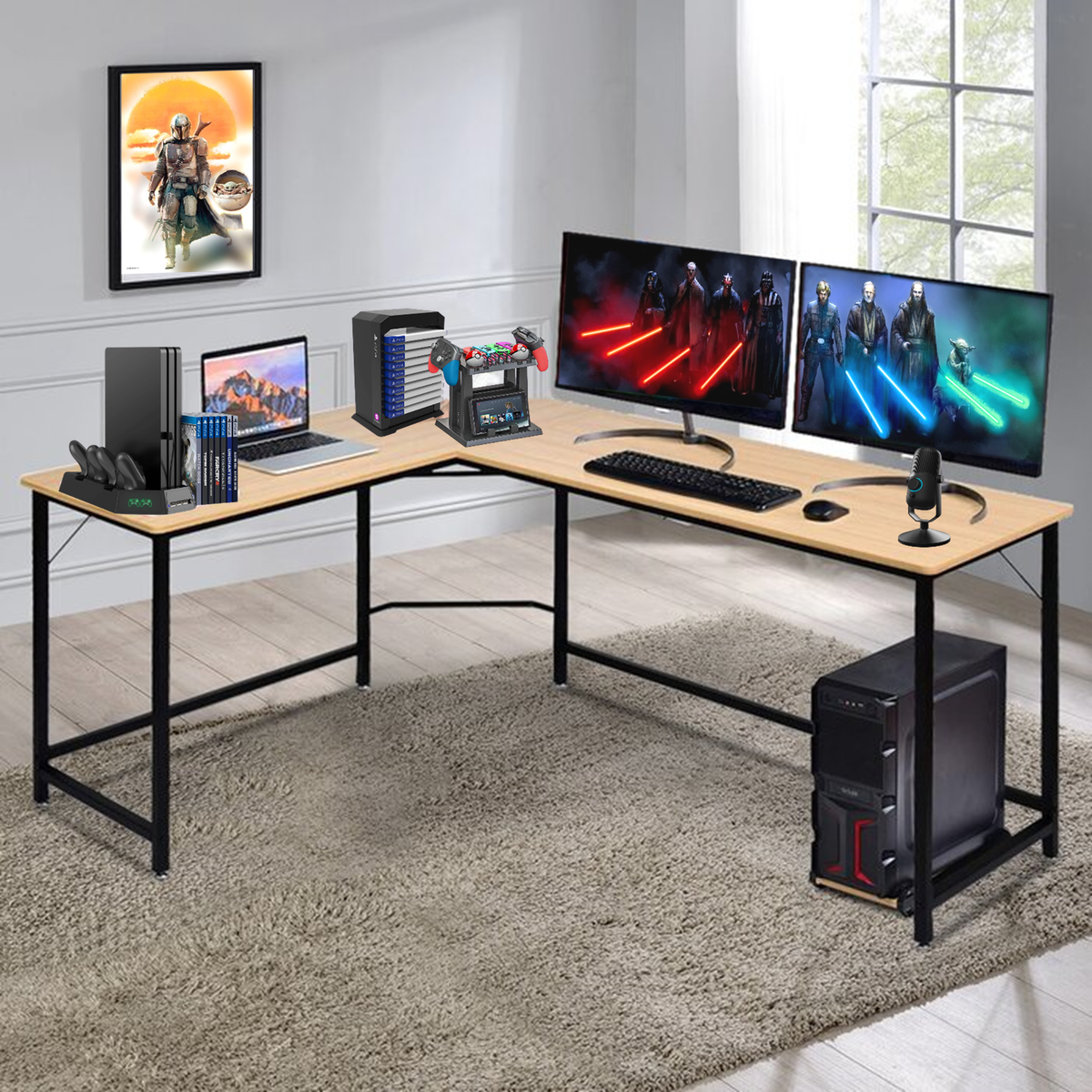 L Shaped Gaming Corner Desk — Tumbling Dices