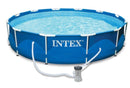 Intex 12' x 30" Metal Frame Above Ground Swimming Pool with Filter and Cover