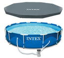 Intex 12' x 30" Metal Frame Above Ground Swimming Pool with Filter and Cover