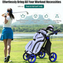 Goplus 4 Wheels Folding Golf Push Cart W/Bag Scoreboard Adjustable Handle