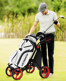 Goplus 4 Wheels Folding Golf Push Cart W/Bag Scoreboard Adjustable Handle