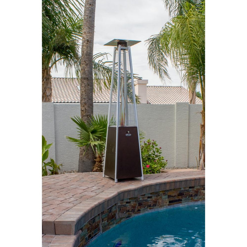 Portable Hammered Bronze Propane Patio Heater With Flame