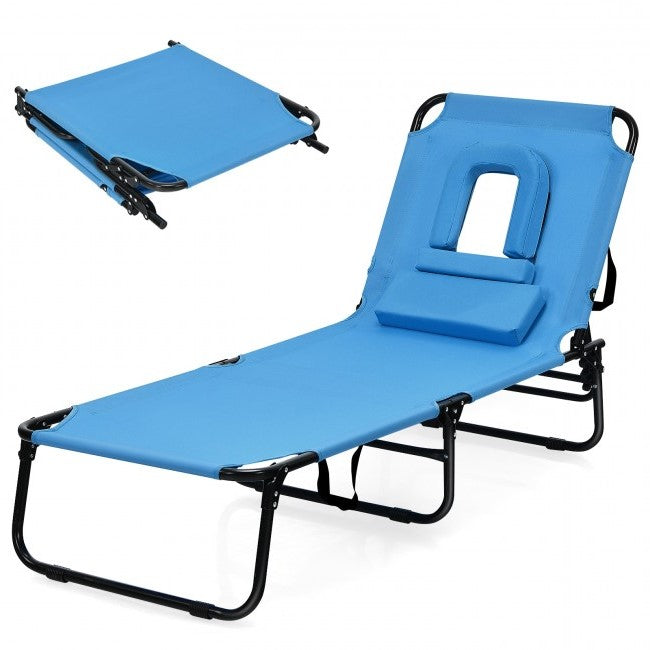 Luxury Outdoor Folding Chaise Beach Pool Patio Lounge Chair Bed