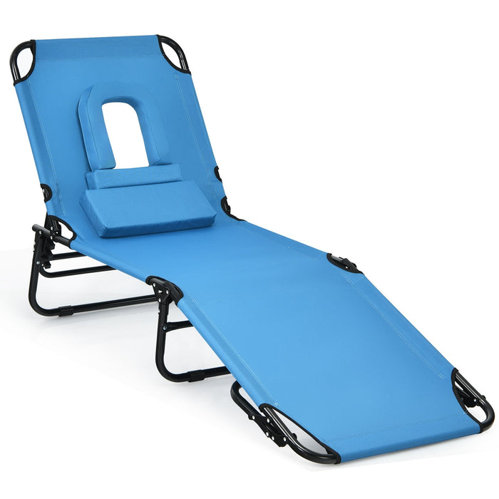 Luxury Outdoor Folding Chaise Beach Pool Patio Lounge Chair Bed