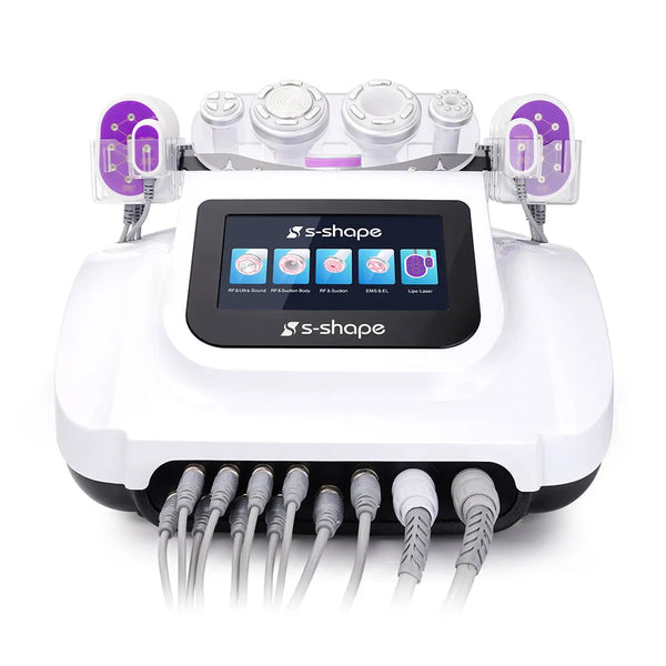 6-in-1 S-Shape Cavitation Machine - Fat Reduction, Cellulite Treatment, Skin Tightening, Vacuum, Infrared Light Therapy, and Mechanical Massage