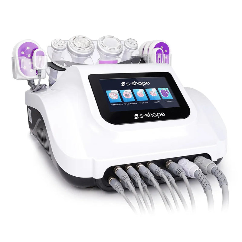 6-in-1 S-Shape Cavitation Machine - Fat Reduction, Cellulite Treatment, Skin Tightening, Vacuum, Infrared Light Therapy, and Mechanical Massage