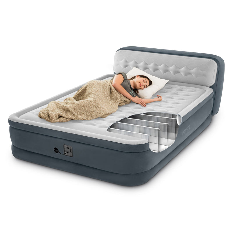 Premium queen air mattress with built in pump and headboard