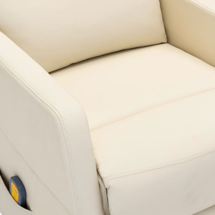 Electric Massage Reclining Chair Cream White Faux Leather - 25.6" x 38.2" x 39.4"