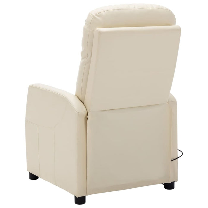 Electric Massage Reclining Chair Cream White Faux Leather - 25.6" x 38.2" x 39.4"